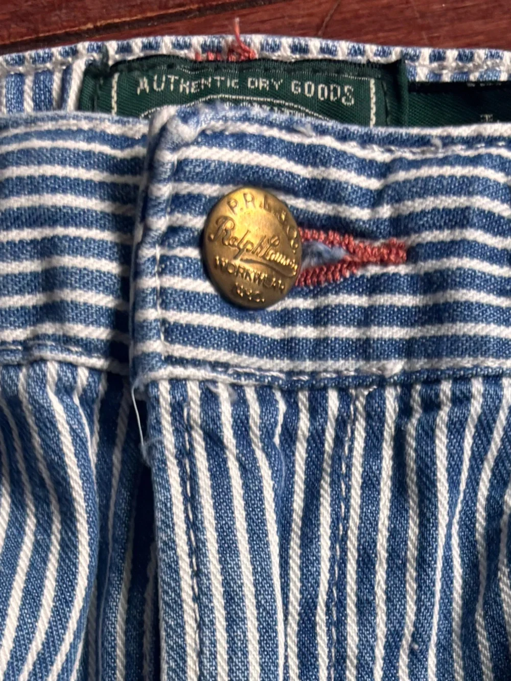 Vintage Polo Country Ralph Lauren Boys Size 12 Hickory Stripe Carpenter Pants